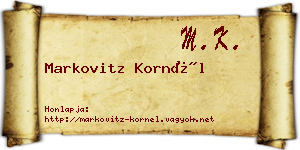 Markovitz Kornél névjegykártya